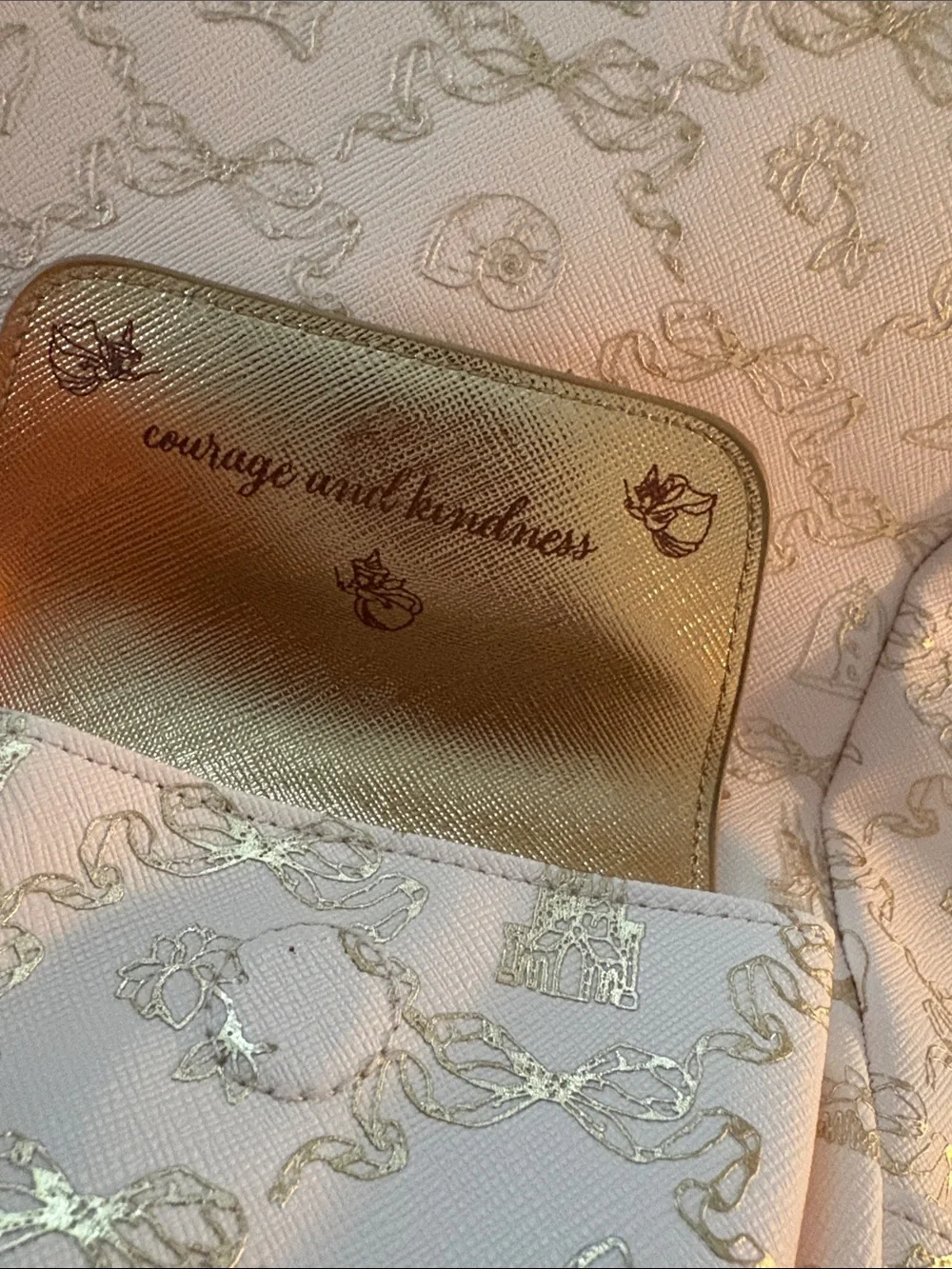 Disney Ivory Backpack with Gold Princess Pattern